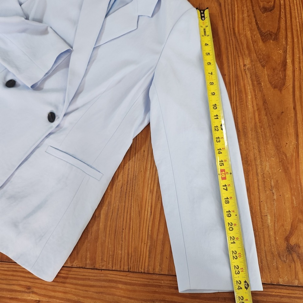 Everlane The Drapey Blazer Pastel Blue Double Breasted Size 12 Lined Boyfriend - Picture 12 of 14
